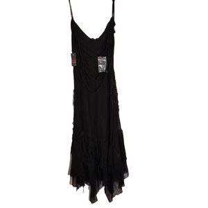 Beautiful Long Black Beaded Tango Dress Size M